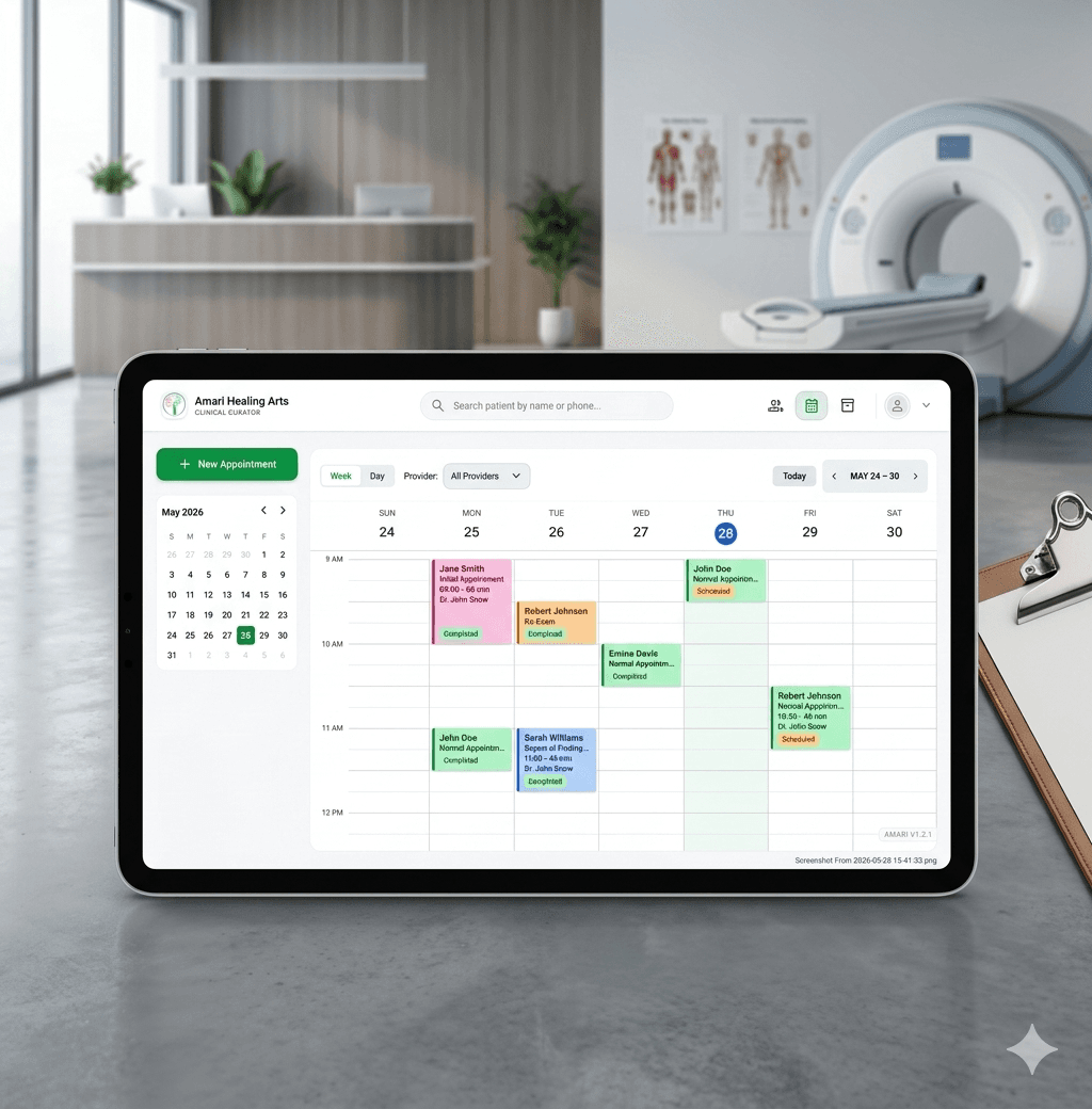 Amari Healing Arts - Desktop App Project Dashboard Interface