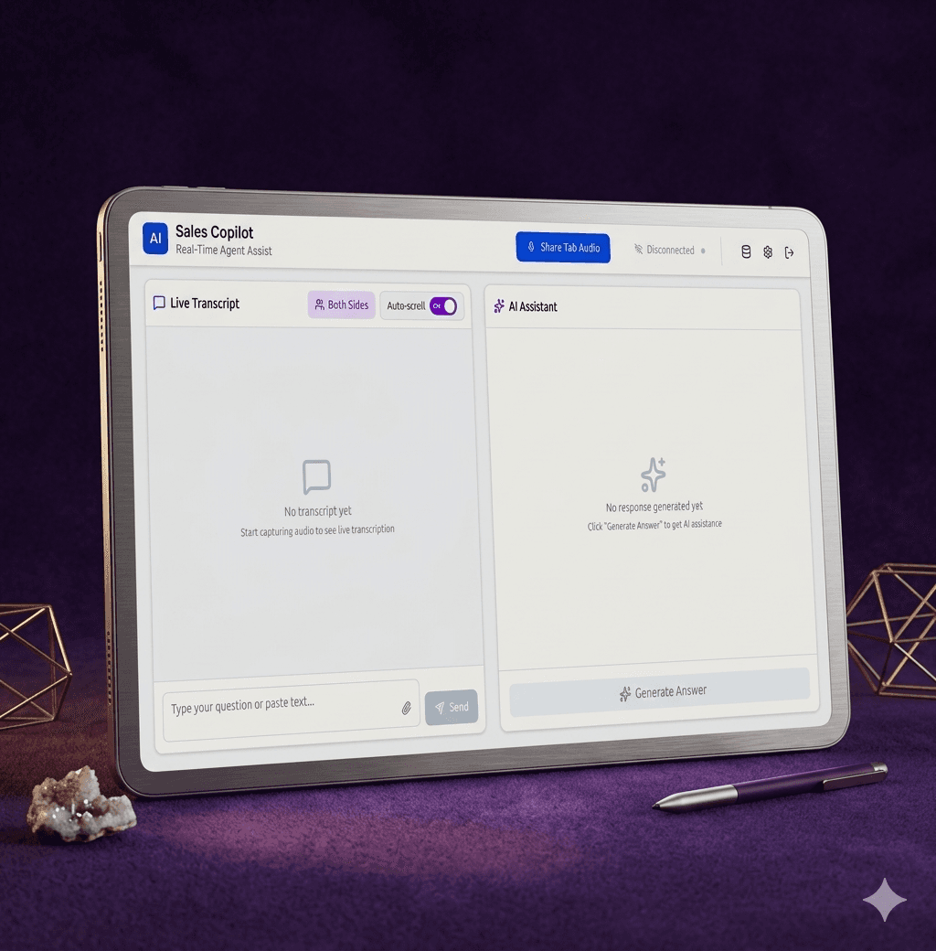 Sales Copilot - Application Project Dashboard Interface